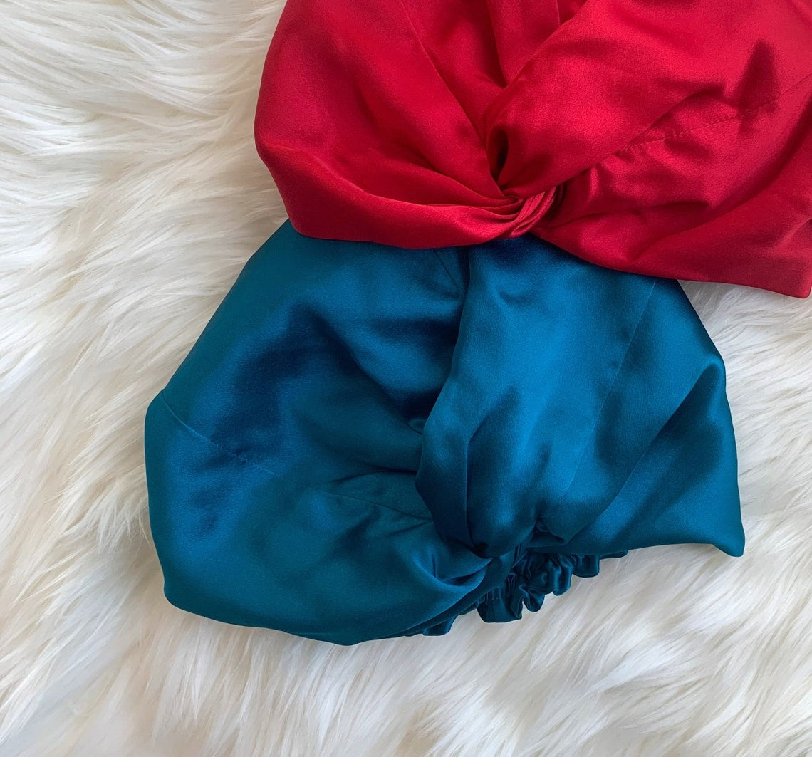 100% Mulberry Silk Caps | Silk Bonnets | Hair care | Beauty | Silk Turban- Sleep Hair Caps- Gifts for her- Womens turban pure silk twisted
