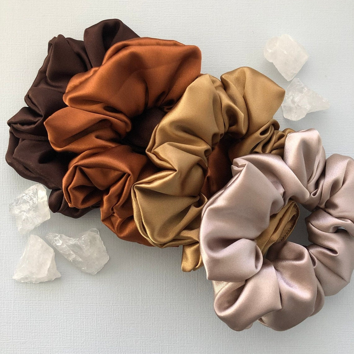 Brown Colours Satin Silk Scrunchies Hair Scrunchy Mulberry Silk Tie Hair Accessories Gift for Her All Hair Types Soft Satin Scrunchie