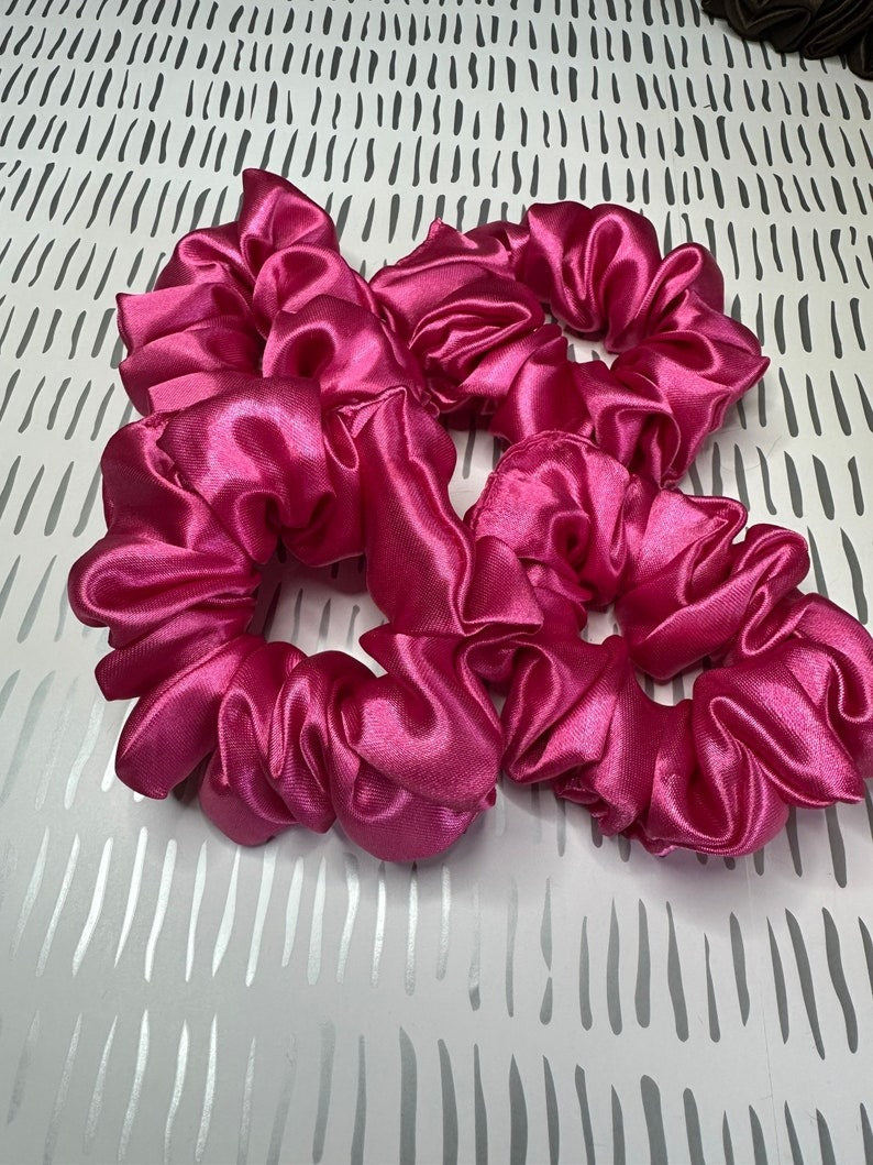 Silky Satin Scrunchies for protecting and styling hair, handmade satin scrunchies