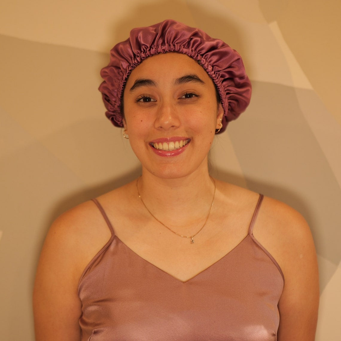 Pure Mulberry Silk Hair Bonnet Fig Tree | Double Layer Reversible with Silk Lining | Adjustable Elastic | Purple and Green Night Bonnet Gift