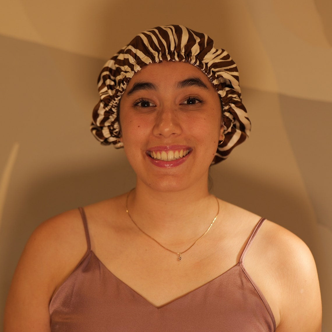 Pure Mulberry Silk Hair Bonnet Zebra | Double Layer Reversible with Silk Lining | Adjustable Elastic | Animal Print Night Bonnet Gift