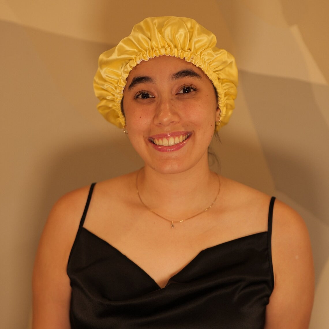 Pure Mulberry Silk Hair Bonnet Daffodil | Double Layer Reversible with Silk Lining | Adjustable Elastic | Lemon Yellow Night Bonnet Gift