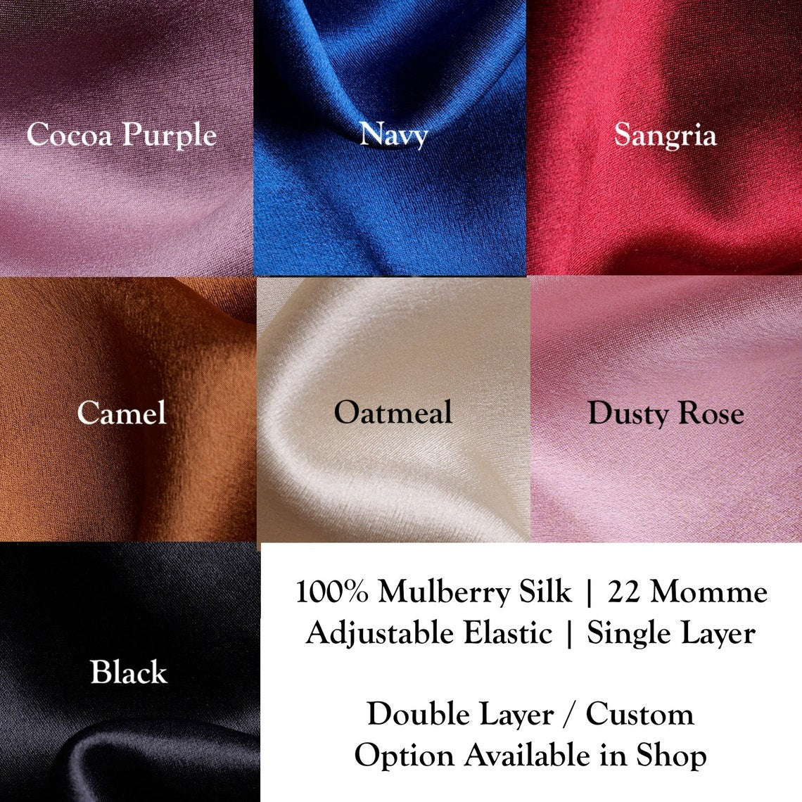Pure Mulberry Silk Hair Bonnet | Single Layer with Adjustable Elastic | 100% Silk 22 Momme | Sleeping Bonnet Gift