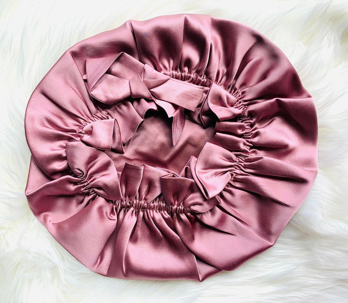 100% Mulberry Silk Caps | Silk Bonnets | Hair care | Beauty | Silk Turban - Double Layered Long Tie
