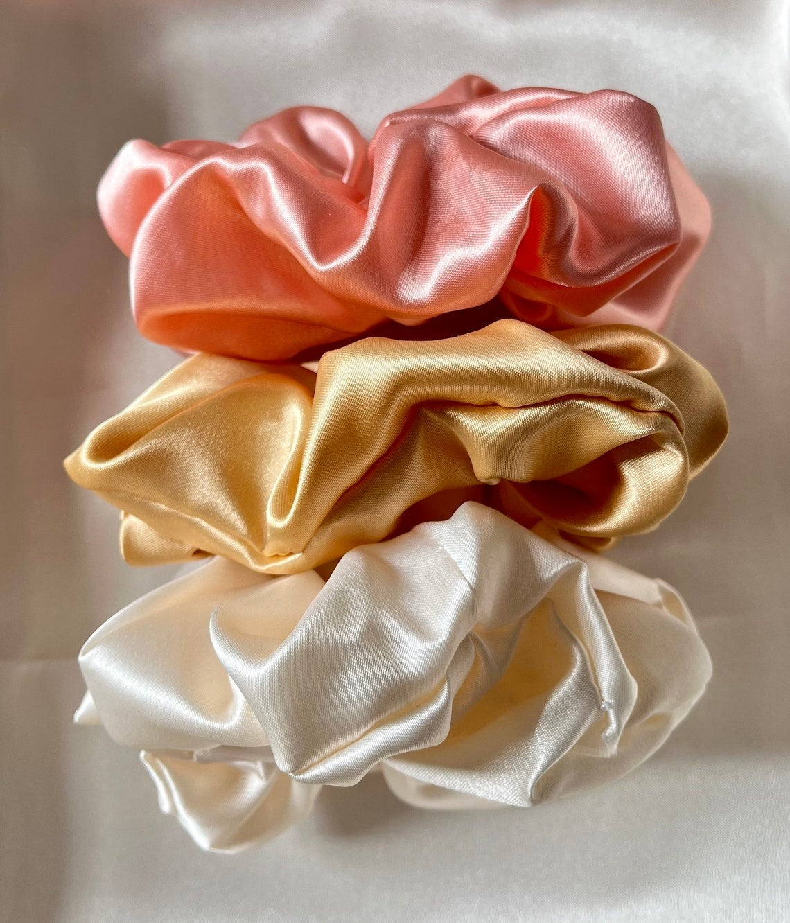 Satin Silk Scrunchies, Hair Scrunchy, Silk Scrunchie Set, Mulberry Satin Silk Scrunchie Set, Gift For Her, Birthday gift, Set Of 3,