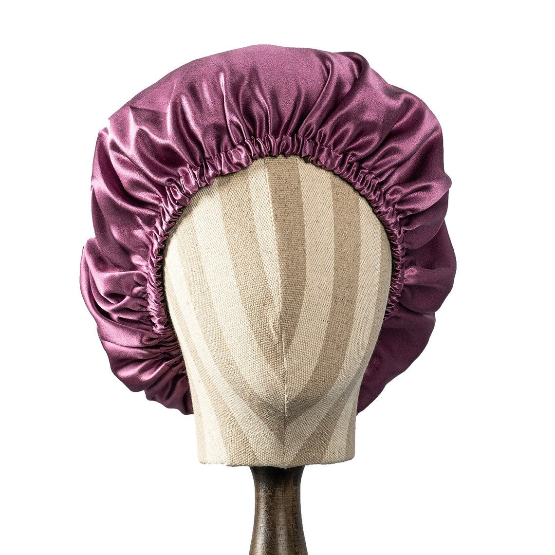 Pure Mulberry Silk Hair Bonnet Fig Tree | Double Layer Reversible with Silk Lining | Adjustable Elastic | Purple and Green Night Bonnet Gift