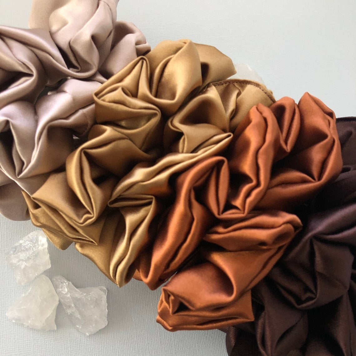 Brown Colours Satin Silk Scrunchies Hair Scrunchy Mulberry Silk Tie Hair Accessories Gift for Her All Hair Types Soft Satin Scrunchie
