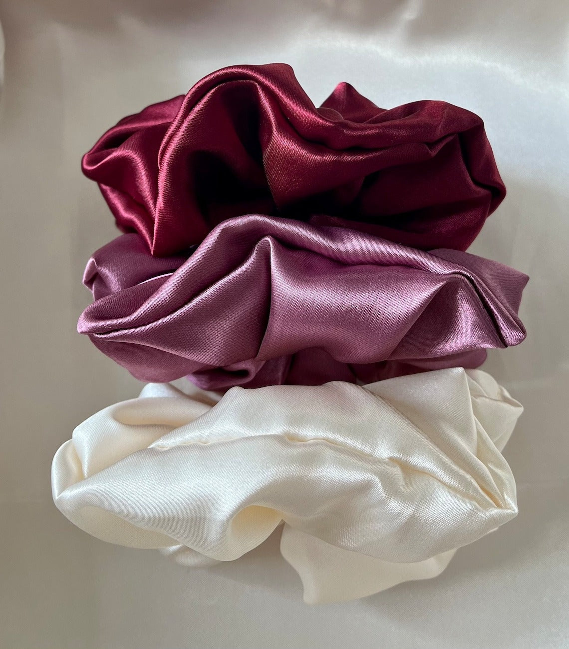 Satin Silk Scrunchies, Hair Scrunchy, Silk Scrunchie Set, Mulberry Satin Silk Scrunchie Set, Gift For Her, Birthday gift, Set Of 3,