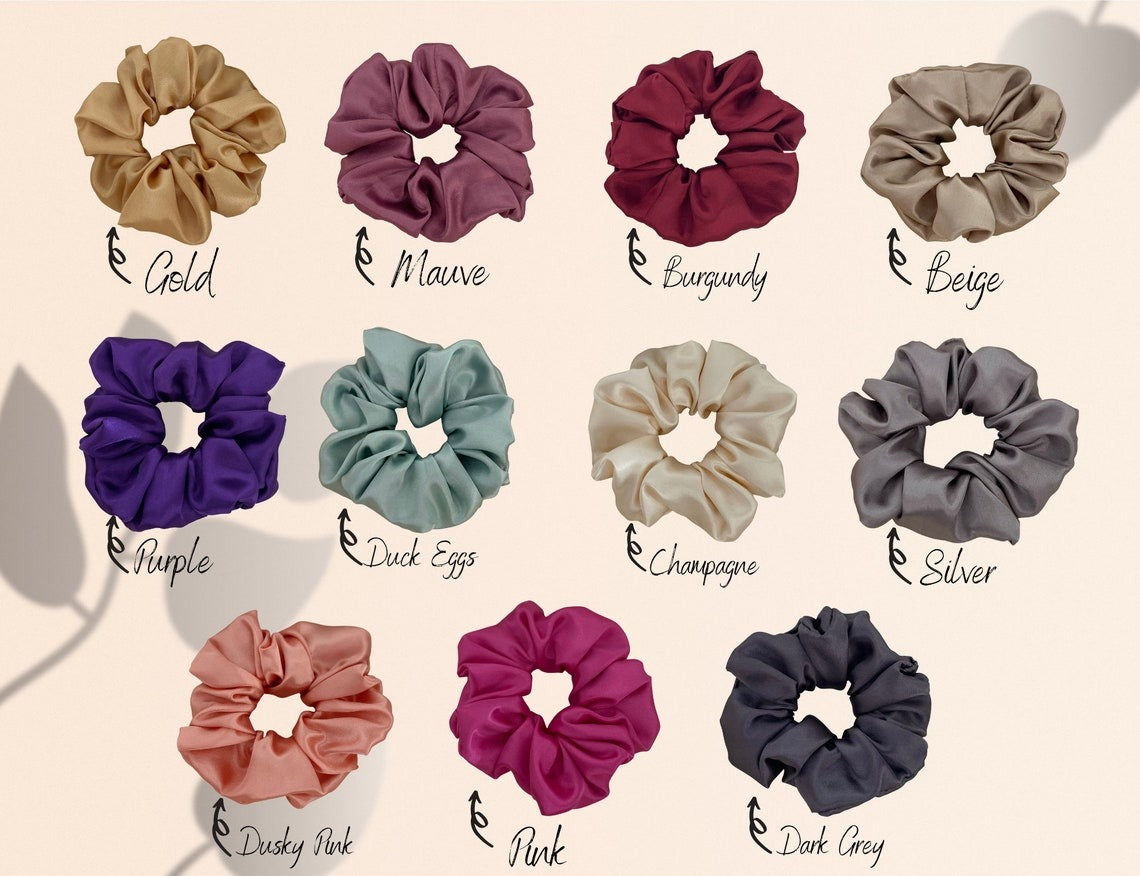 Satin Silk Scrunchies, Hair Scrunchy, Silk Scrunchie Set, Mulberry Satin Silk Scrunchie Set, Gift For Her, Birthday gift, Set Of 3,