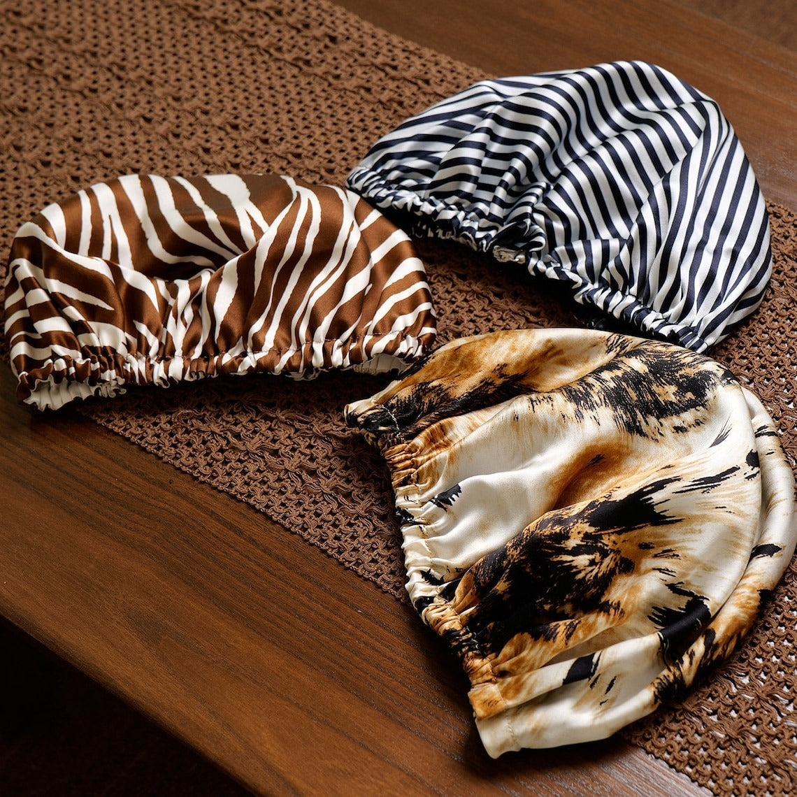 Pure Mulberry Silk Hair Bonnet Zebra | Double Layer Reversible with Silk Lining | Adjustable Elastic | Animal Print Night Bonnet Gift